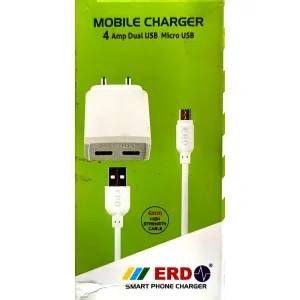 ERD SMART MOBILE PHONE 4 Amp DUAL USB WITH MICRO USB DATA CABLE 