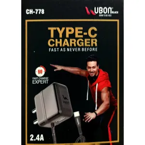 UBON TYPE-C CHARGER 2.4 Amp WITH EXTRA USB PORT