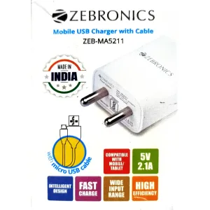 ZEBRONICS SMART MOBILE CHARGER 2.1 Amp (ADAPTOR ONLY) 