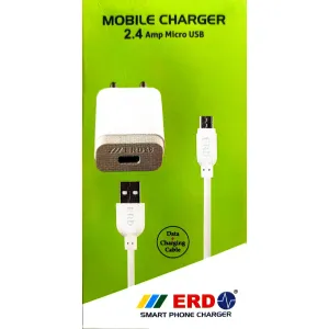  ERD SMART PHONE CHARGER 2.4 Amp WITH MICRO USB DATA CABLE