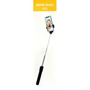 Selfie stick with remote flashlight & stand