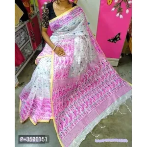 Multicoloured Cotton Printed Saree with Blouse piece