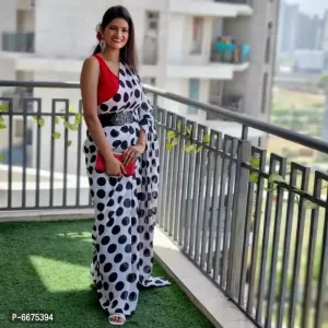 Black Polka Dot Georgette Saree With Blouse