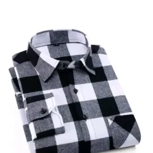 Men new blacked and white checked box shirt