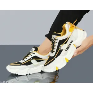 Yellow solid running shoes for men