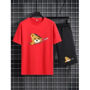 Men new panda t shirts and shorts set 