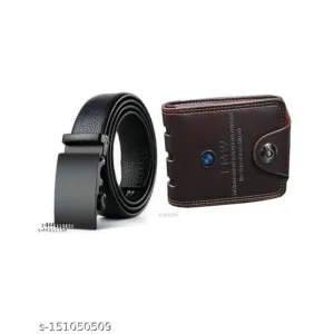 Greaton Men Artificial Leather Belt And Wallet Combo