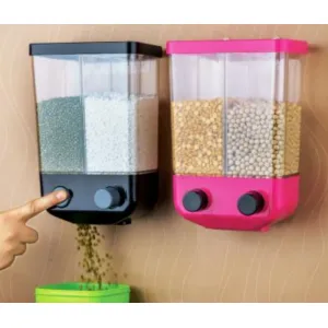 Capital Kitchenware Plastic Multicolor 2 Section Push Button Storage Container.