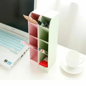 4 Grid Desktop Pen Cum Cosmetic Holder (Random Color)