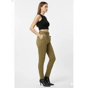 Women's High-Waisted Slim-Fit Trousers with Integrated Belt