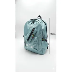 Premium "MEOW" Theme Pastel Blue Backpack for Girls & Teens