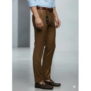 Premium Tobacco Brown Slim-Fit Formal Trousers