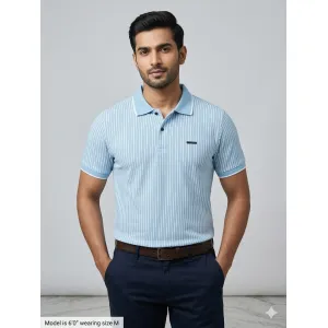 Men's Vertical Striped Polo T-Shirt