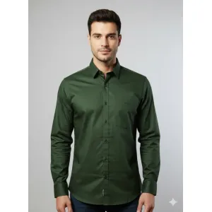 Premium Cotton Slim Fit Shirt - Deep Forest Green