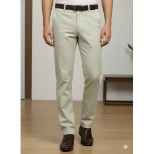 Premium Mens Slim-Fit Cotton Chinos Elegant Cream