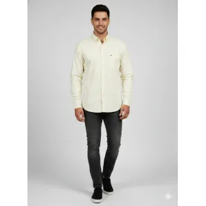 Mens Classic Fit Oxford Shirt - Pale Yellow