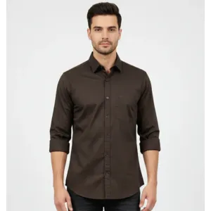 Premium Men's Solid Dark Brown Casual Shirt