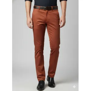 Men's Premium Rust Orange Slim-Fit Formal Trousers