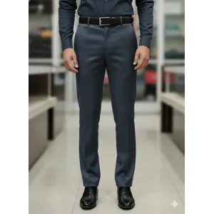 Premium Mens Slim-Fit Formal Trousers Navy Blue