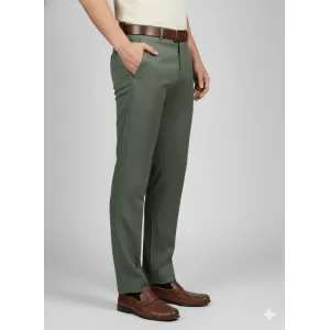 Premium Mens Slim-Fit Formal Trousers Sophisticated Olive Green