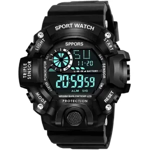 Digital Watch Shockproof Multi-Functional Automatic Black Color Strap Waterproof Digital