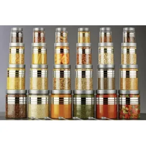 Multipurpose Unbreakable Plastic Printed Silver Line Airtight Container Set 24