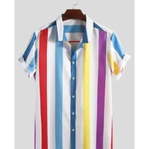 Colorful wide striped cotton shirt