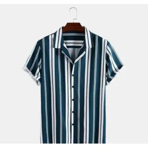 Peacock color striped cotton shirt