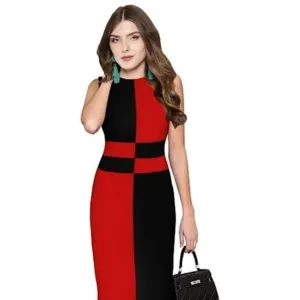 Checkes hoisery red & black bodycon dress 