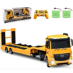 DOUBLE E RC Tow Truck Licensed Mercedes-Benz Acros Detachable Flatbed Semi-Trailer Enginee