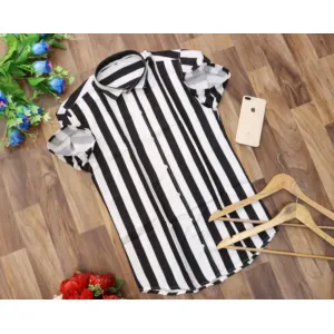 Men Striped Casual Black, White Shirt