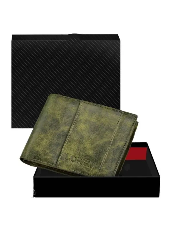 Mens Leather Two Fold Wallet(Green)