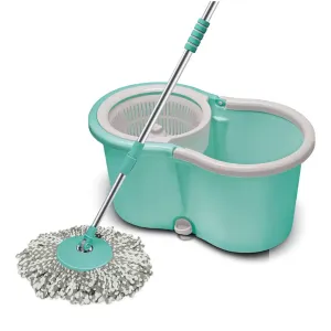 Spotzero By Milton Smart Spin Mop with Bucket (Aqua Green, Two Refills)