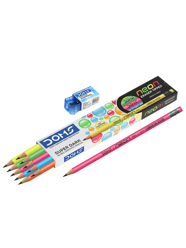 DOMS Neon Eraser Tipped Pencil 10 Pcs Pack