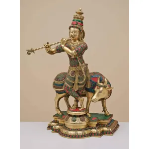 Lord Krishna with Cow Idol
