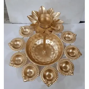 Metal Dia urli With flower Set of 2pcs