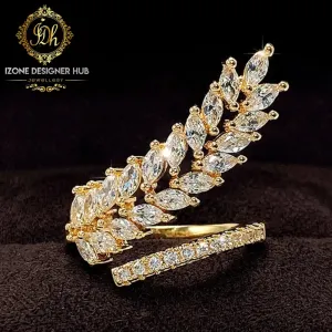 Elegant adjustable crown leaf ring