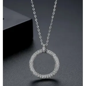 Designer Diamond Round Circle Pendent with chain