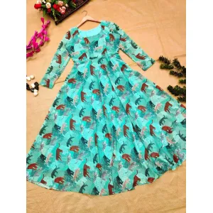 CHEETAH BLUE MAXI GOWN