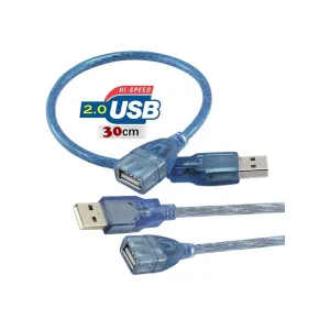 USB 2.0 Male to Female Cable High-Speed A to A Extension Cable for Data Transfer 30 Cm
