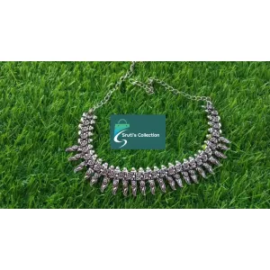 Oxidised leaf choker statement neckpiece