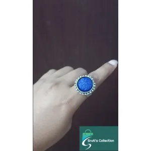 Royal Blue stone oxidised ring