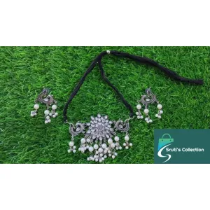 German silver stone studded choker set