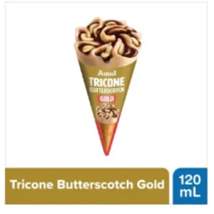 Amul Gold tricone butterscotch icecram cone- 120ml