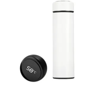 LED Display Temperature Water Bottle 500 ml Hot & Cool - WHITE