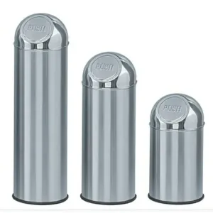 Push Can Dustbin - 12 x 28 inch (Stainless Steel) 