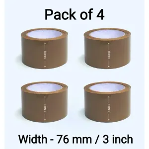 Brown Cellotape - 3 inch (Pack of 4, 35 mtr. approx.) 