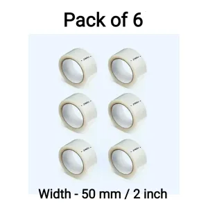 White (Transparent) Cellotape - 2 inch (Pack of 6, 35 mtr. approx.) 