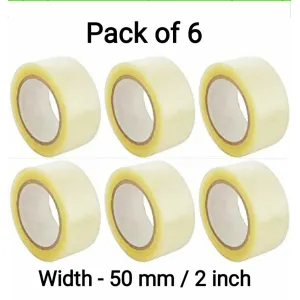 White (Transparent) Cellotape - 2 inch (Pack of 6, 65 mtr. approx.) 
