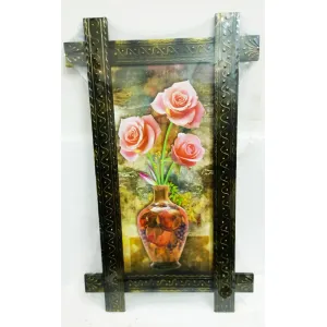 Floral Art Cross Wooden Painting Frame ( 19 x 32 inch ) 